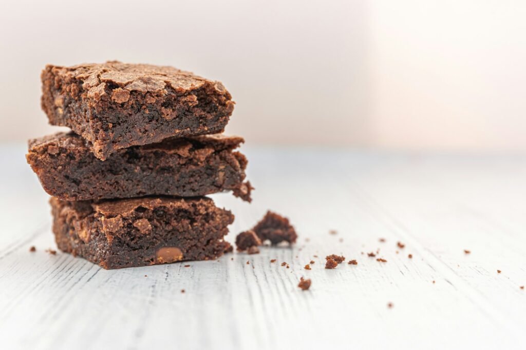 Fresh chocolate brownies ready for sale