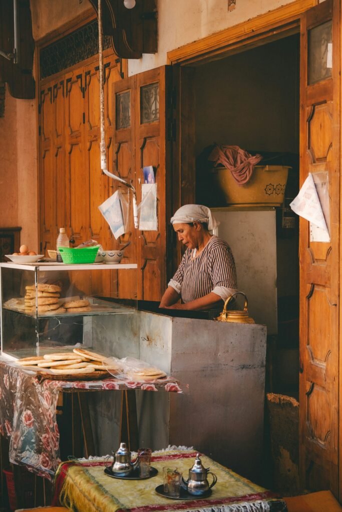 Home bakery workspace with baked goods and ingredients